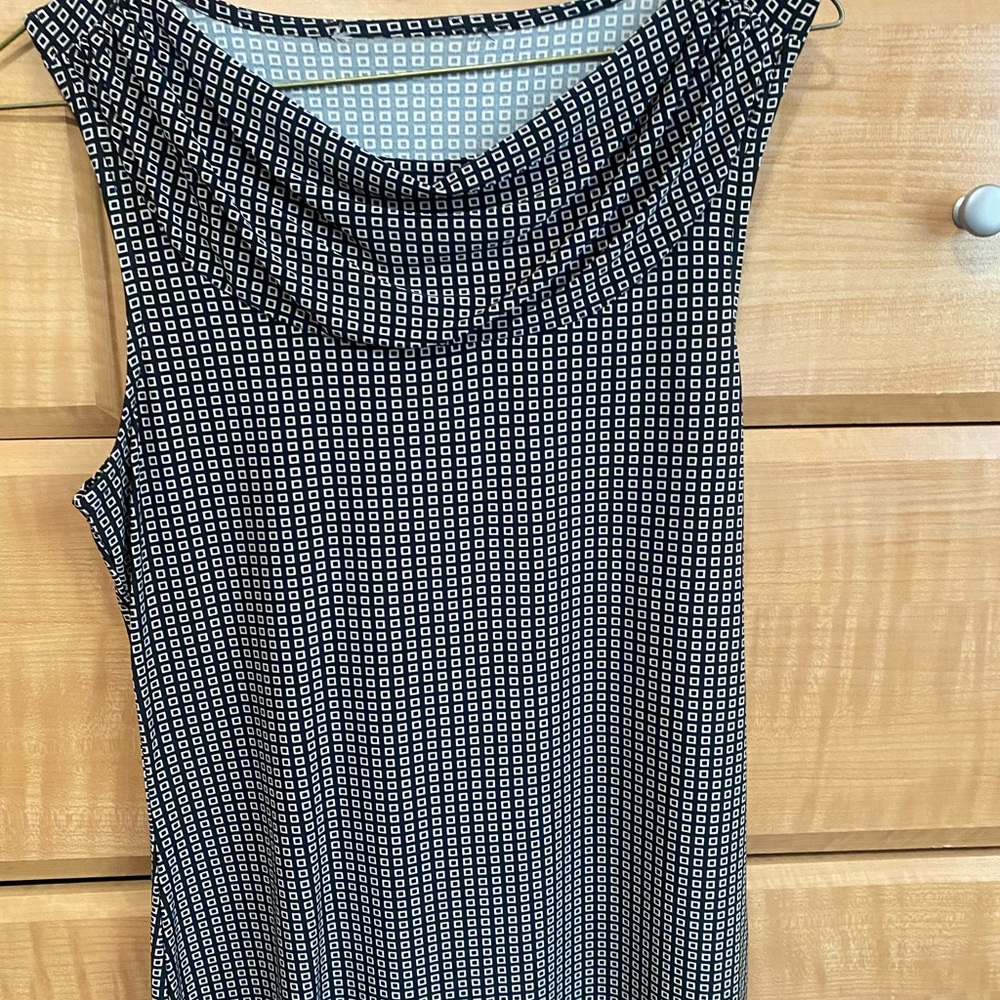 Banana Republic Black and Gold Geometric Sleeveless Top Drape Neck XS